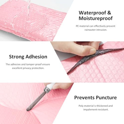 Famagic Light Pink Bubble Mailers 4x8 for Small Business, 100pcs Usable 4x7 - color: Light pink, size: 4x8 100pcs