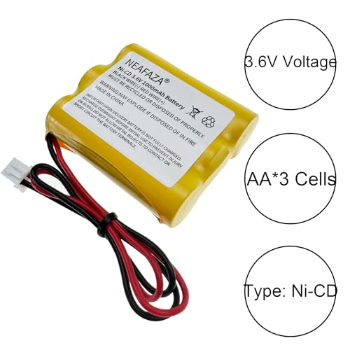 3.6v 1000mAh Ni-CD Exit Sign Emergency Light Battery Pack Compatible with OSA107 PowerSonic A5289-1 DISON KRH-15/51 KRH15/51 JLEU9 (2-Pack)