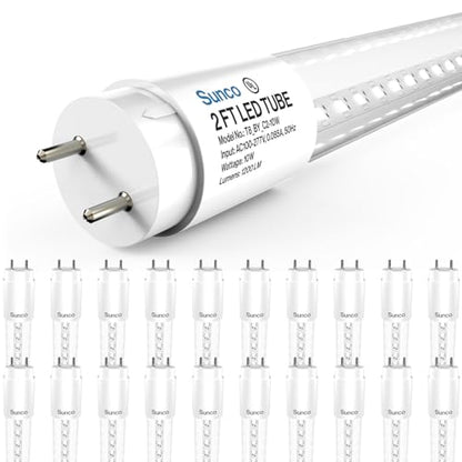 Sunco 20 Pack 2 Foot T8 LED Tube Light Bulbs, 10W, 5000K, Ballast Bypass - size: 20 Pack