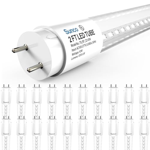 Sunco 20 Pack 2 Foot T8 LED Tube Light Bulbs, 10W, 5000K, Ballast Bypass - size: 20 Pack