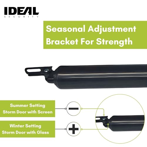 Ideal Security 9700 Heavy Pneumatic Touch & Hold Storm and Screen Door Closer for Wood, Aluminum, and Vinyl Doors, Silent and Smooth Closing, 11.5", Black - style: Black