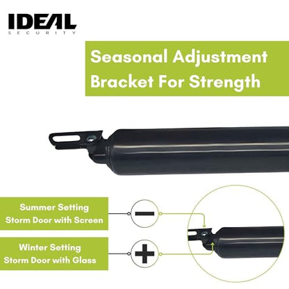 Ideal Security 9700 Heavy Pneumatic Touch & Hold Storm and Screen Door Closer for Wood, Aluminum, and Vinyl Doors, Silent and Smooth Closing, 11.5", Black - style: Black