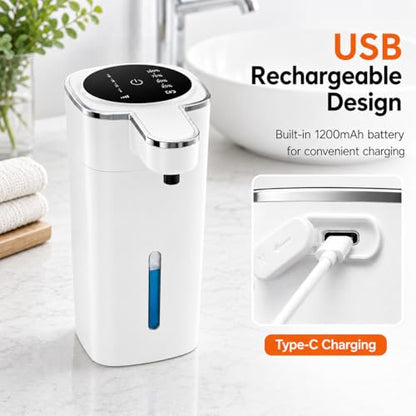Automatic Liquid Soap Dispenser Touchless, USB Rechargeable (White) - color: White