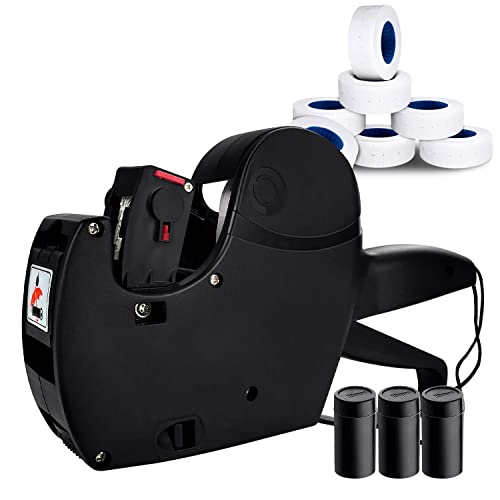 MX-5500 8 Digits Price tag Gun with 5000 Sticker Labels and 3 Ink Refill, Label Maker Pricing Gun Kit Numerical Tag Gun for Office, Retail Shop, Grocery Store (Black) - color: Black