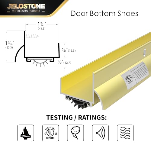 36" U-Shaped Aluminum Door Bottom Shoes with Drip Cap(Gold) - Fire Rated - 1-3/4"W x 1-5/16"H - Weather Stripping Seal for Exterior Doors, Vinyl Insert, JS-216DV - color: Gold, size: 1-3/4"W x 1-5/16"H x 36"L