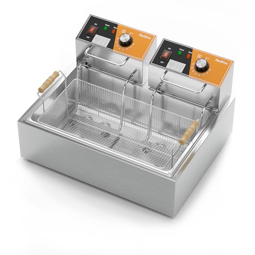Electric Deep Fryer 3400W Hot 22.6QT/24L Commercial Deep Fryers with 3 Baskets Countertop Oil Fryer for Restaurant Use and Home Kitchen with One - Touch Switch & Temperature Contro - size: R-83S