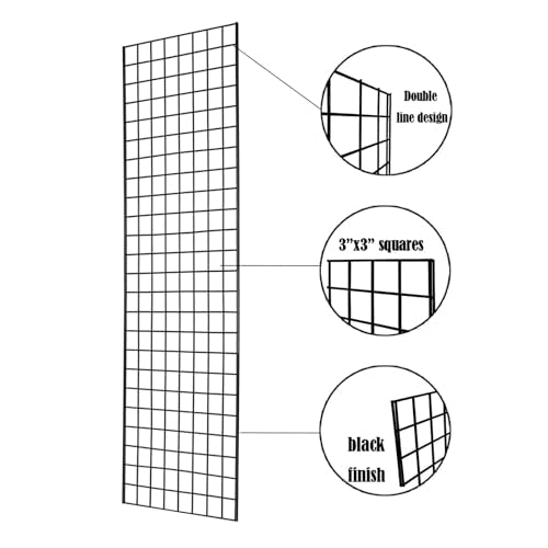 Grid Wall Commercial Grade Gridwall Panels – Heavy Duty Grid Panel for Any Retail Display Wall Grid 2' Width x 6' Height, Black (Pack of 4) - color: Black Finish, size: 2'x6'(4 Pack)