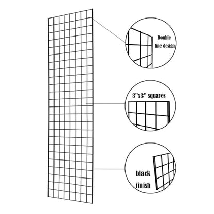 Grid Wall Commercial Grade Gridwall Panels – Heavy Duty Grid Panel for Any Retail Display Wall Grid 2' Width x 6' Height, Black (Pack of 4) - color: Black Finish, size: 2'x6'(4 Pack)