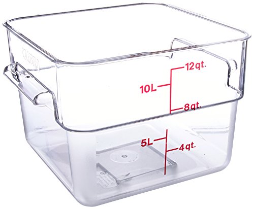 Cambro Food Storage Container - Classic Series Square - 12 QT (Quart) - Commercial Grade for Food Prep (Clear) - size: 12 QT