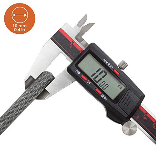 BV Heavy-Duty 15FT Security Cable with Loops - 10mm (3/8 Inch) Cut-Resistant Braided Steel Cable - Versatile & Weatherproof - Security Chain for Padlock, Chain Lock, Wire Lock - color: Single, style: 15 FT