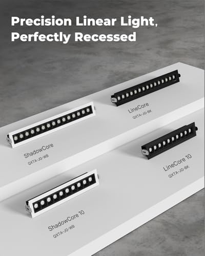 SCON 15W Linear Recessed Lighting with Black Trim, TRIAC Dimmable, 5 CCT - color: Black Trim, size: 4 Pack