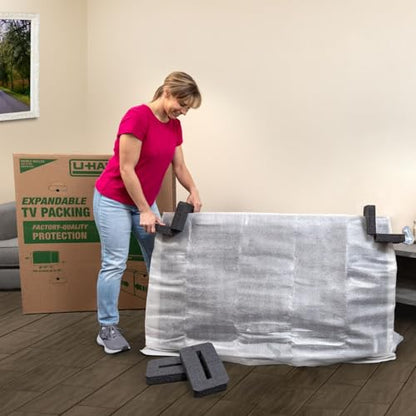 U-Haul Heavy-Duty Expandable TV Moving Box Adjustable Fit for Flat-Screen TVs (32"70") Double-Wall Cardboard Includes 1 Box with 4 Foam Protection Pieces