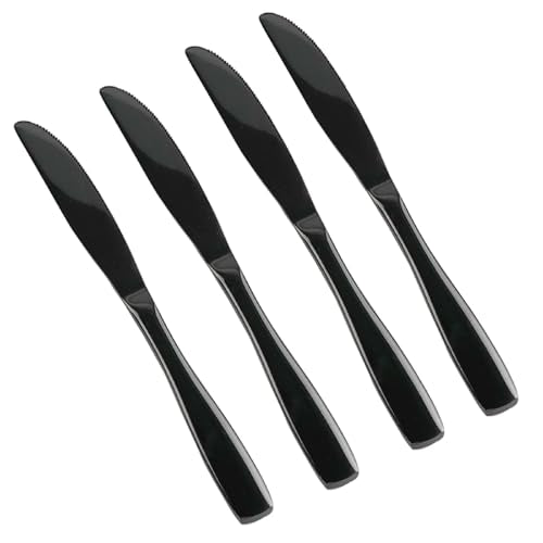 Teyyvn 16-Piece Black Stainless Steel Dinner Knives, Cutlery Table Knives
