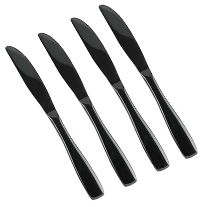 Teyyvn 16-Piece Black Stainless Steel Dinner Knives, Cutlery Table Knives
