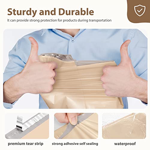 Fuxury Poly Mailers 10x13" 100 Pcs,Durble Shipping Bags For Clothing,Beige - color: Beige, size: 10x13'' 100pcs