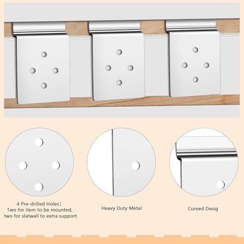 Pelopy 20 Pack Slatwall Metal Plate Mount Backplate Mounting Adapter to Make Items Slatwall Compatible Heavy Duty Steel Bracket with 4 Pre-Drilled Holes Backplate for Secure Display (Silver) - style: Silver