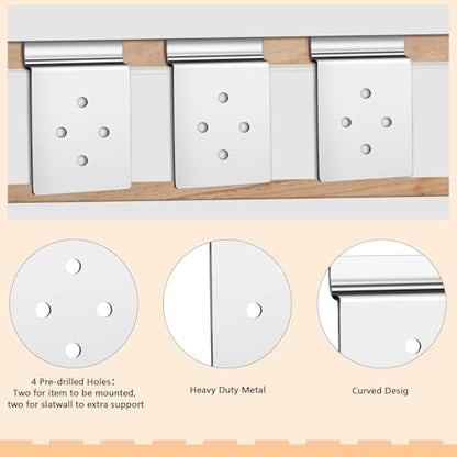 Pelopy 20 Pack Slatwall Metal Plate Mount Backplate Mounting Adapter to Make Items Slatwall Compatible Heavy Duty Steel Bracket with 4 Pre-Drilled Holes Backplate for Secure Display (Silver) - style: Silver