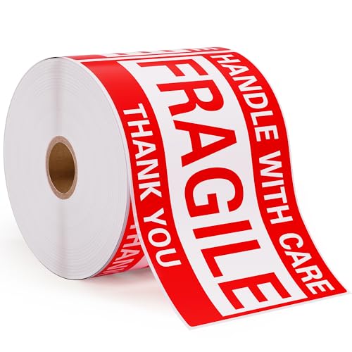 4 × 6 Inch Fragile Stickers Strong Adhesive Handle with Care Stickers Pre-Perforated Line Fragile Labels for Shipping Moving (500 PCS, 1 Roll) - size: 4" × 6", style: 1 Roll-500 PCS