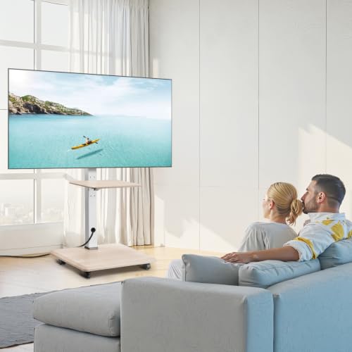VEVOR Rolling TV Stand, Mobile TV Cart for 32-70 Inch Screens, 25° Left-Right Rotation and Height Adjustable TV Mount with Tray, Holds up to 88 lbs for Corner, Bedroom, Outdoor, Max VESA 600x400mm - style: with Trays