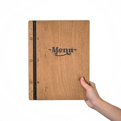 Inko Horeca -Wooden Menu Holder – 11.8 x 9 Inches – Hard Folding Menu Cover for Restaurants, Cafes, and Bars (Oak)