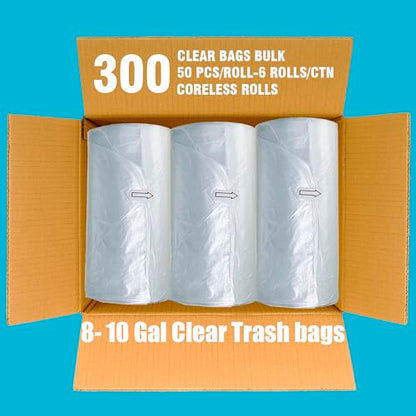 BEIDOU-PAC Trash Bags 8-10 Gallon, 300 Count Bulk, Clear Plastic Recycling Bags, Multi-purpose Garbage Bags Can Liners for Business Home Kitchen Commercial and Industrial - style: 8-10 Gallon |300 Count