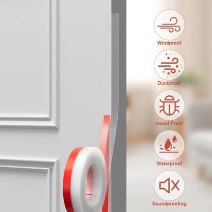 Silicone Weather Stripping Door Seal, 2 in x 20 ft, Self Adhesive - color: Clear, size: 2 Inch x 20 Feet