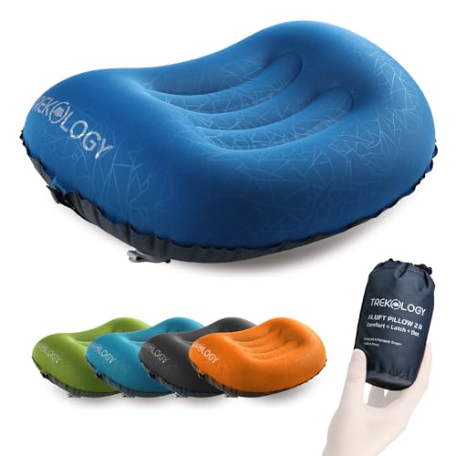 TREKOLOGY Aluft 2.0 Small Inflatable Camping Pillow for Backpacking, Travel - color: Navy Blue