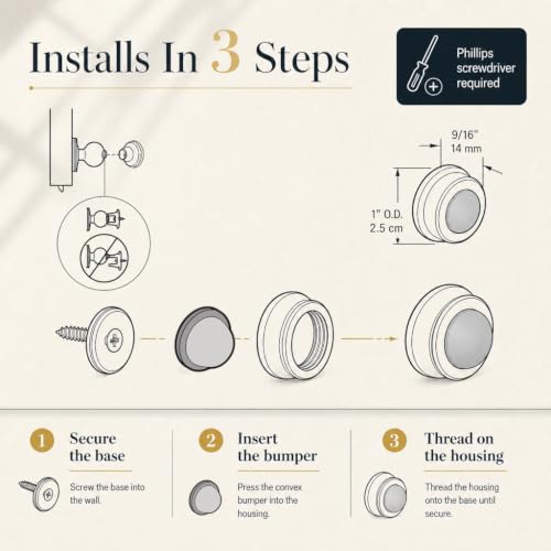 Prime-Line J 4570 1 In., Cast Brass, Bright Brass, Wall Stop with Convex Bumper (Single Pack) - color: Polished Brass, size: Pack of 1