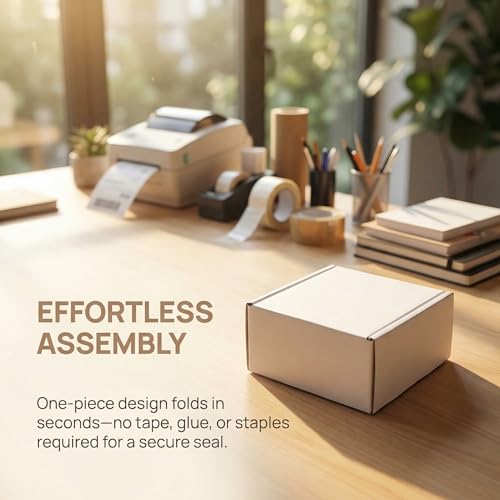 Cedilis 75 Pack Corrugated Mailer, 4x4x2 Inches Shipping Boxes, Small Cardboard Box for Shipping Mailing and Storing, Recyclable, Crush Proof, Oyster White - size: 4x4x2 Inches