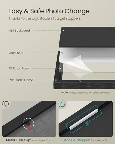SONGMICS 10 Tool-Free Assembly Collage Photo Frames for Wall - color: Ink Black, size: 8*10 2 pack+ 5*7 4 pack + 4*6 4 pack