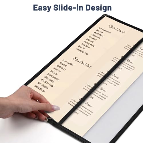 WeChef 30 Pcs 4.25 x 14" Restaurant Menu Covers 2 Page 4 View Menu Holders - size: 4.25x14" - 4 View