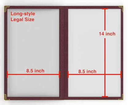 10 Pcs Burgundy Menu Cover 8.5x14, 3 Page 6 View, Crystal-Clear - color: burgundy, size: 3 Pages - 8.5" x 14"