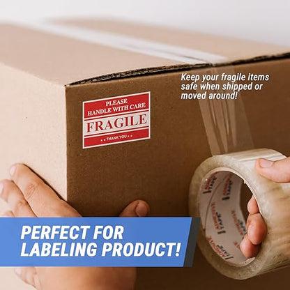 300 Labels, 1 Roll - Please, Handle with Care Stickers - 3 x 2 inch, Fragile Labels (Red/White) Shipping Labels for Glass or Delicate Products - size: 300 Labels