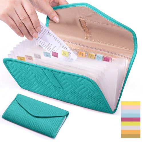 Money Organizer for Cash,10x6 Receipt Organizer for Business w/12 Pockets - color: Teal, size: 10 x 6"
