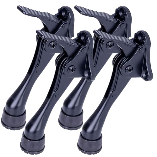 HA SHI 4 Stoppers Kickdown Door Stop for Bottom of Door, 4 in, Black - color: Black, size: 4 INCH X 4 PACK