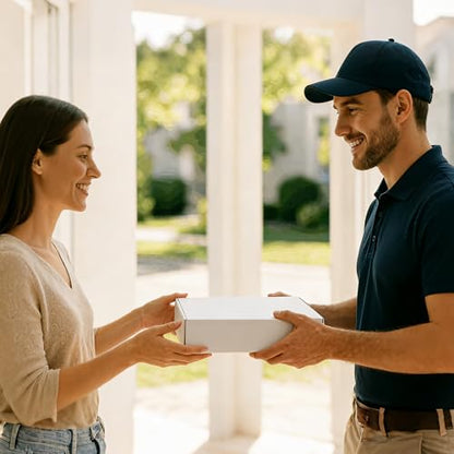 12x9x2 Inches Shipping Boxes, 2 Pack White Corrugated Cardboard Boxes, Recyclable Tap-Lock Packaging Boxes for Business, Gift Wrapping, Mailing and Storage - size: 12"x9"x2"