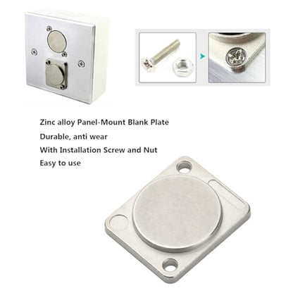 PENGLIN 10PCS Panel-Mount Blank Plate, Zinc Alloy Rack Mount Plate - color: Silver, size: Two holes(10PCS)