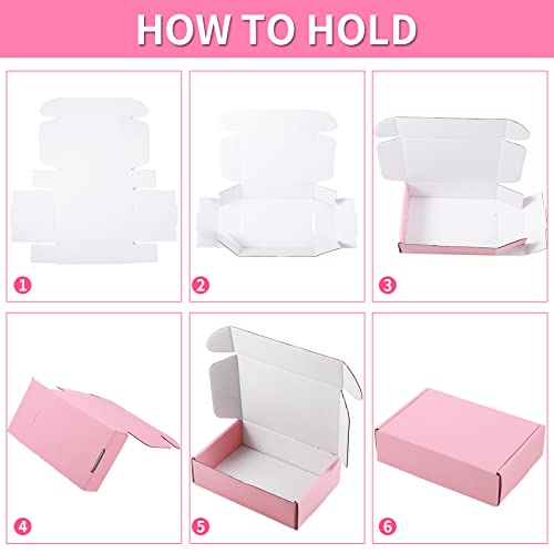 Spakon 50 Packs Shipping Boxes, Cardboard, Pink, 9 x 6 x 2.36 Inches - color: Pink, size: 9 x 6 x 2.36 Inches