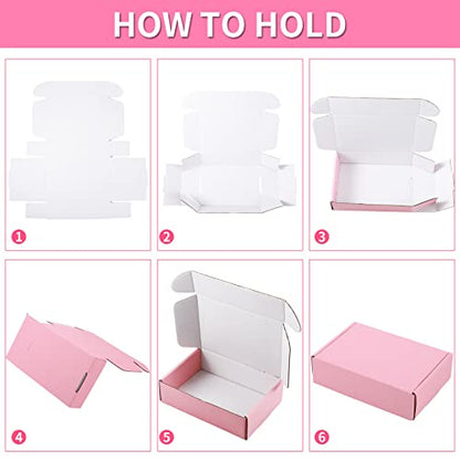 Spakon 50 Packs Shipping Boxes, Cardboard, Pink, 9 x 6 x 2.36 Inches - color: Pink, size: 9 x 6 x 2.36 Inches