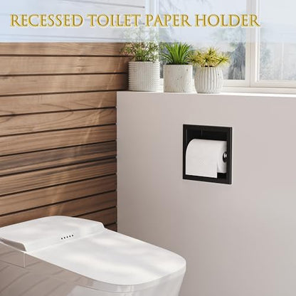 Neodrain Matte Black Recessed in Wall Toilet Paper Holder - color: Matte Black, size: 6X6In