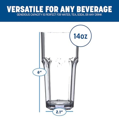Carlisle FoodService Products Louis Tall Tumbler for Restaurants, Catering, Kitchens, Plastic, 14 Ounces, Clear, (Pack of 24) - size: 14 Ounces, style: 24 Pack