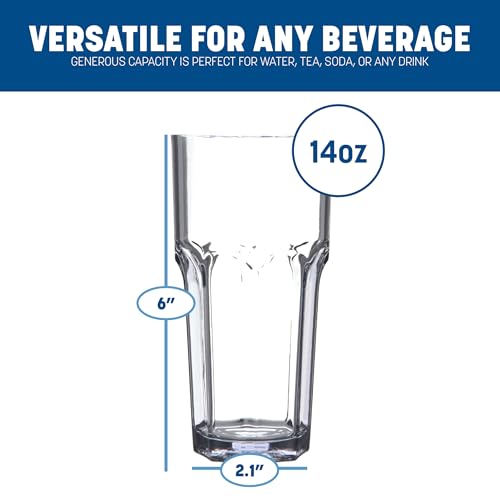 Carlisle FoodService Products Louis Tall Tumbler for Restaurants, Catering, Kitchens, Plastic, 14 Ounces, Clear, (Pack of 24) - size: 14 Ounces, style: 24 Pack
