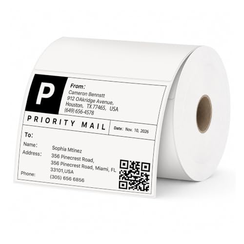 4" x 3" Thermal Labels, White, 500 Labels/Roll - color: White