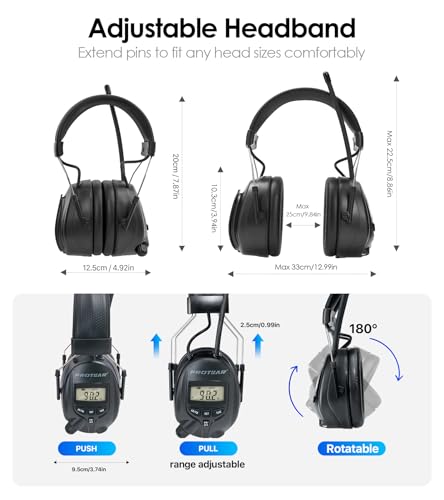 Digital AM/FM Radio Hearing Protection Earmuffs, 25 dB NRR - color: Am Fm Radio + Black