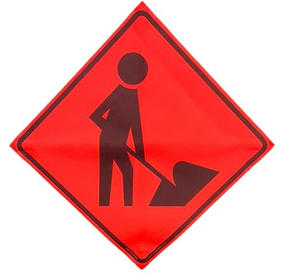 36"x36" Worker Symbol Orange Mesh Roll-Up Signs 4-Pack - color: Worker Symbol