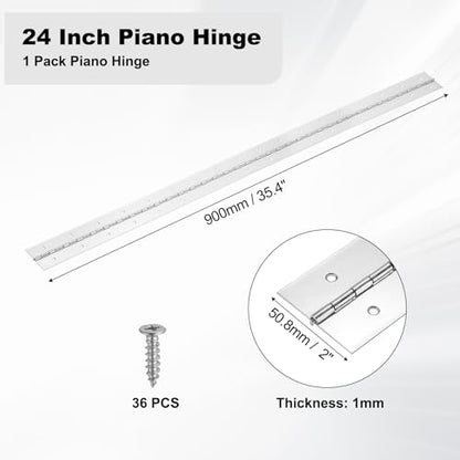 PATIKIL 35.4x2/900x50.8x1mm Heavy Duty Piano Hinge, 304 Stainless Steel - size: 35.4 x 2 inch / 900x50.8x1mm