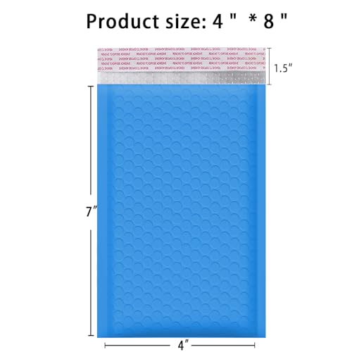 25 50 100 200 500 1000 Pieces, 4x8 inch, Self Seal Waterproof Mailing Envelopes, Poly Bubble Mailers Shipping Bags, Bubble Padded Envelopes, Bulk Color #000 (Light Blue, Usable 4 * 7 inch, 100 Pcs) - color: Light Blue, size: Light Blue, 4x7 inch, 100 Piec
