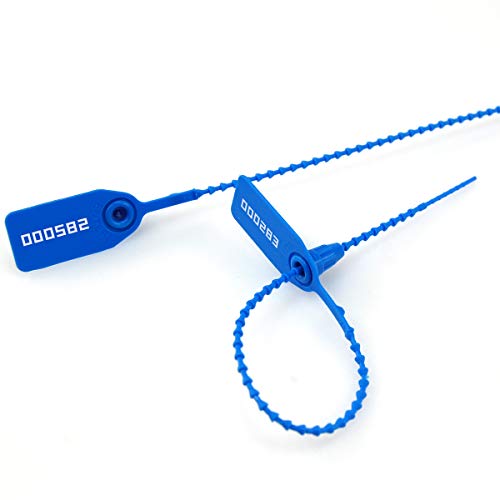 Leadseals(R) 1000 Plastic Tamper Seals, Zip Ties for Fire Extinguishers Pull Tite Security Tags Numbered Disposable Self-Locking Tie 250mm Length (Blue) - color: Blue, size: 1000 PCS