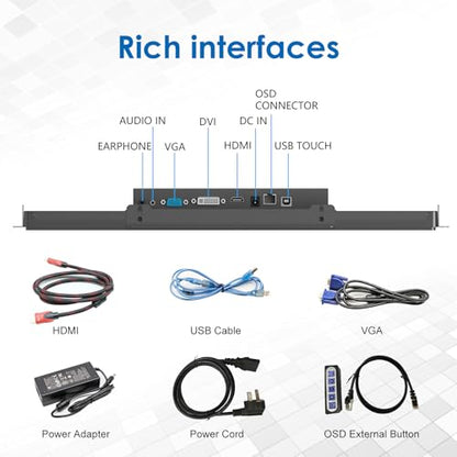 23.8 Inch 10 Points PCAP Open Frame Touch Screen LCD Display Monitors 1920x1080 Black with 1000 Nits Brightness - size: 23.8 IN