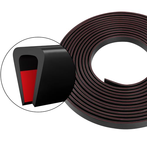 Silicone Edge Trim Self-Adhesive U Channel Silicone Edge Trim Edge Protector for Sheet Metal (Black, Fit 3/16" - L 10') - color: Black, size: Fit 3/16" - L 10'
